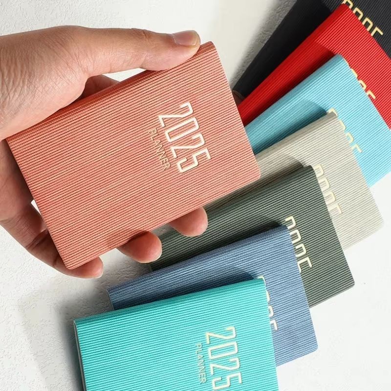 

365-Day 2025 Portable A7 Pocket Planner Pu Cover Daily Weekly Schedule Notebook Calendar Journal School Office Supplies Agenda
