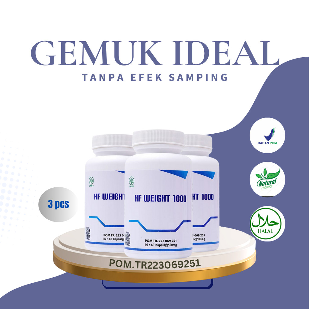 HF - PAKET 3 PCS Weight 1000 Suplemen Penggemuk Badan Mass Gainer 60 Kapsul MALIKA STORE