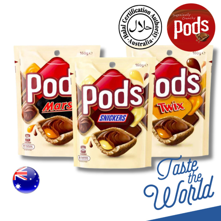 

Biskuit Wafer PODS x Twix / Mars / Snickers Chocolate 160gram asal Australia