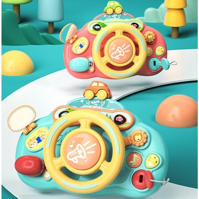 Mainan Setir Mobil Lampu Musik Steering Wheel Stroller Bayi Baby Crib