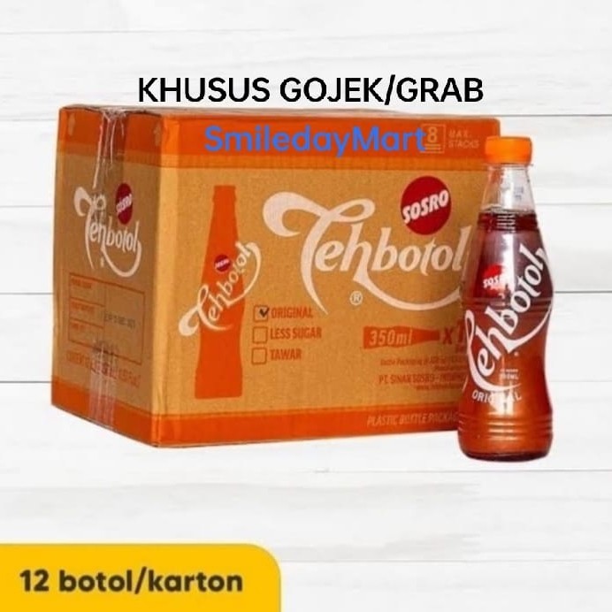 Teh Botol 350ml Pet Original / Teh Botol Sosro 350ml 1 Dus 12 Pcs