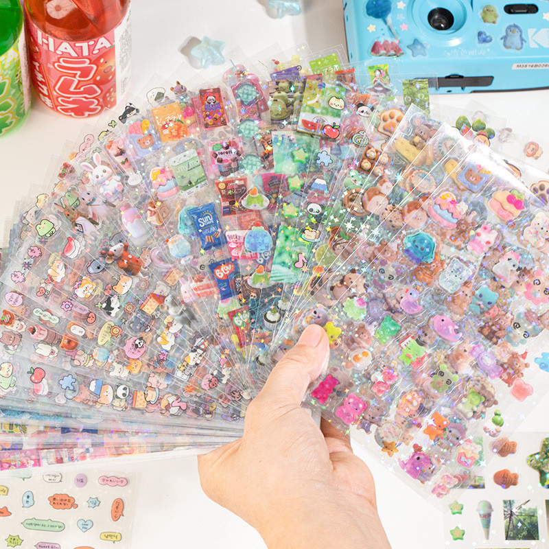 

10Pcs/pack Cute Die-cut Flash Stickers Y2K Decorative Stickers for Scrapbooking DIY Phone Case Decoration Collage Material