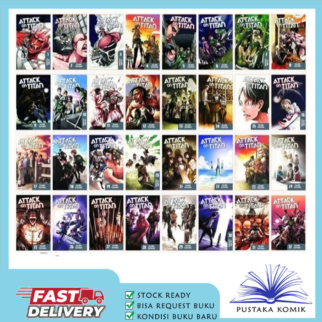 Komik Manga Attack on Titan Full Set (34 book series) English