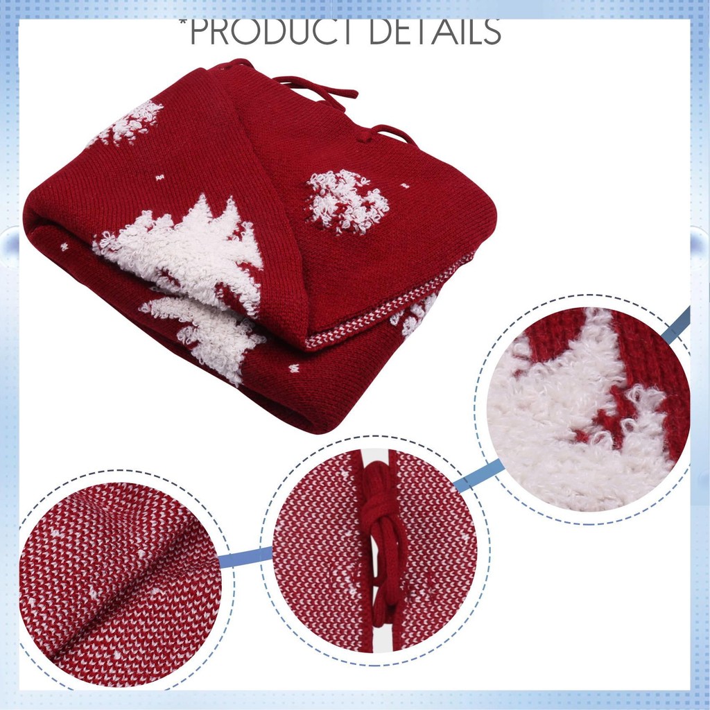 AD-36 Inches Knitted Christmas Tree Skirt,3D Elk Xmas Tree Base Cover Mat,Rustic Tree Skirt For Holi