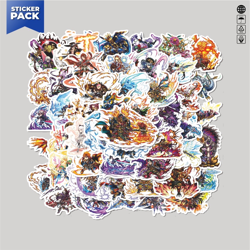 

[100PCS]Stiker Pack Stiker Game Series Brave Frontier Karakter Mix 3 Aesthetic Vinyl Anti Air Dekorasi Sticker Laptop Buku Journal Koper Helm Casing HP Gitar Helm Skateboard