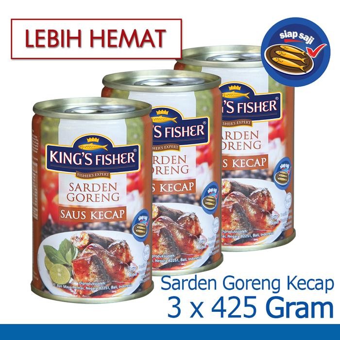 

King's Fisher Paket 3 pcs Sarden goreng kecap Makanan Kaleng 425g king