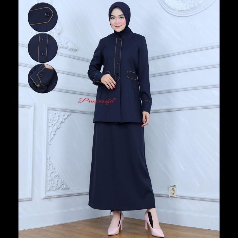 blezer princessfa/ seragam pdh dongker wanita rok A/ seragam pdl biru dongker atau navy princessfa r