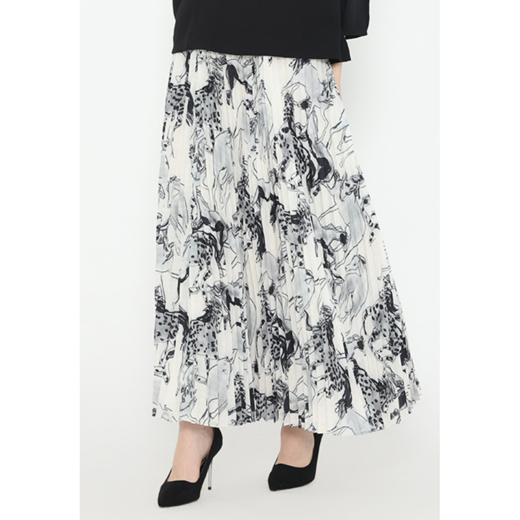 Rok Plisket Motif Bahan Sifon Premium Plisket Skirt Chiffon With Pattern In White By Brilliant Girl