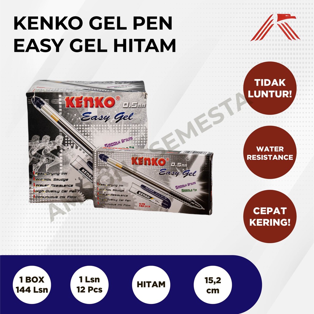 

Pen Easy Gel Kenko Black @12 Pcs