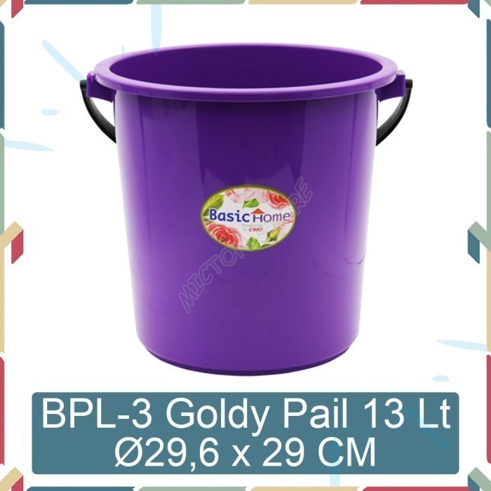HOMTON Lion Star Basic Home BPL-3 Goldy Pail 13 Liter Ember Plastik 1 LionStar Plastik Berkualitas M