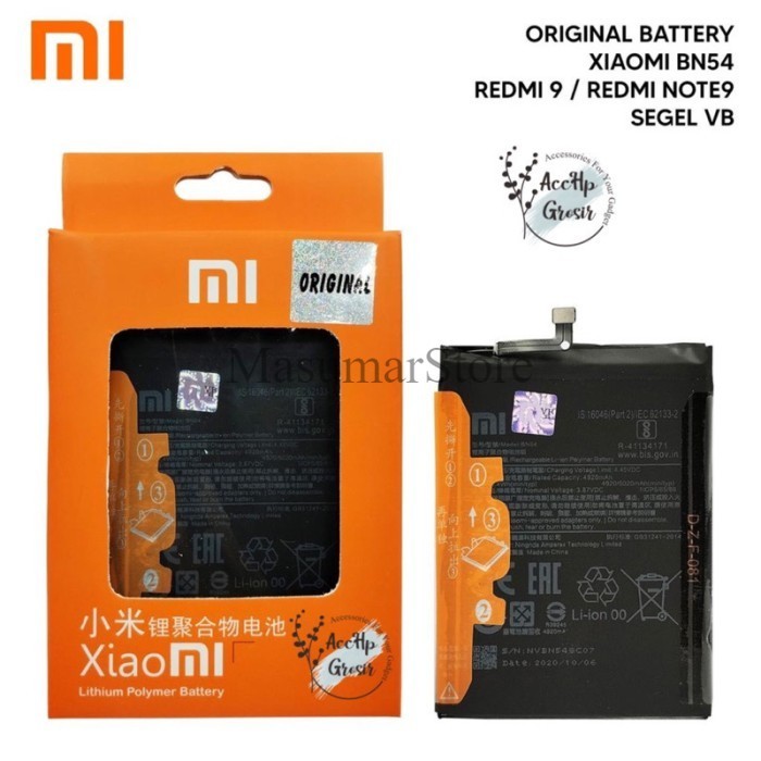 Batre Xiaomi Redmi 9 / Note 9 BN 54 BN54 Baterai Ori 100% GARANSI