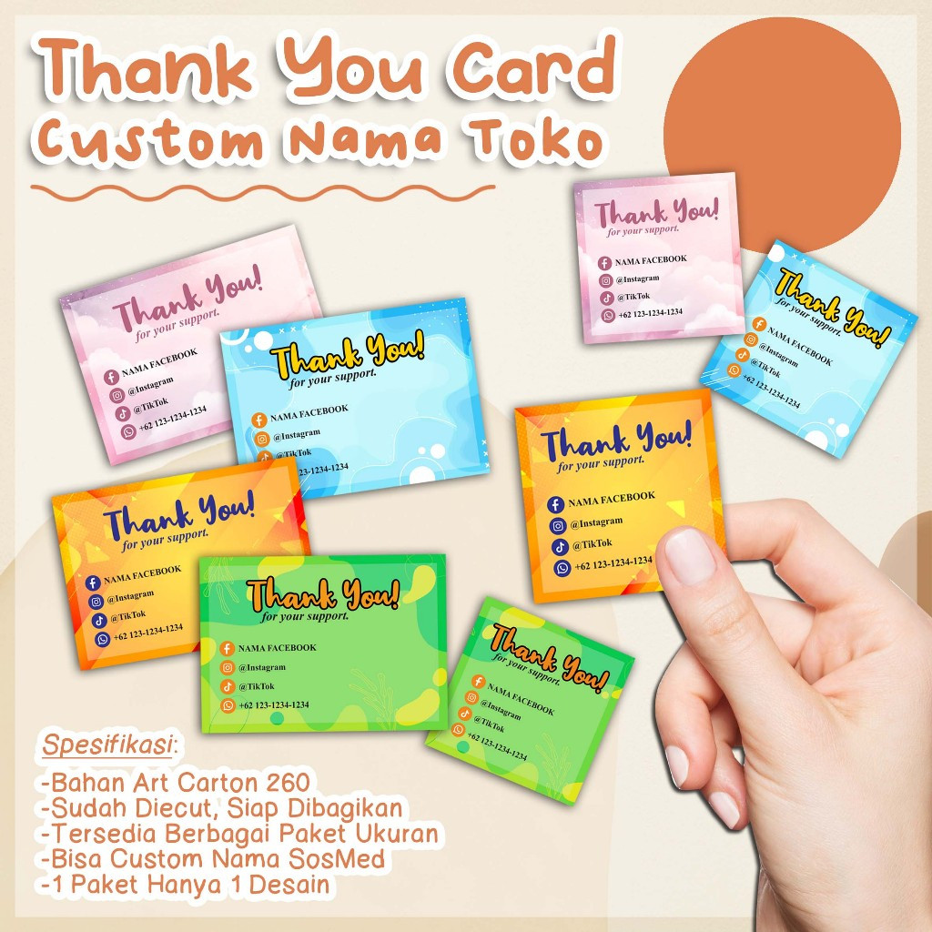 Ucapan / Greeting Thank You Card Custom - Berbagai Ukuran - KartuUcapan Terimakasih - kode KT_TYC