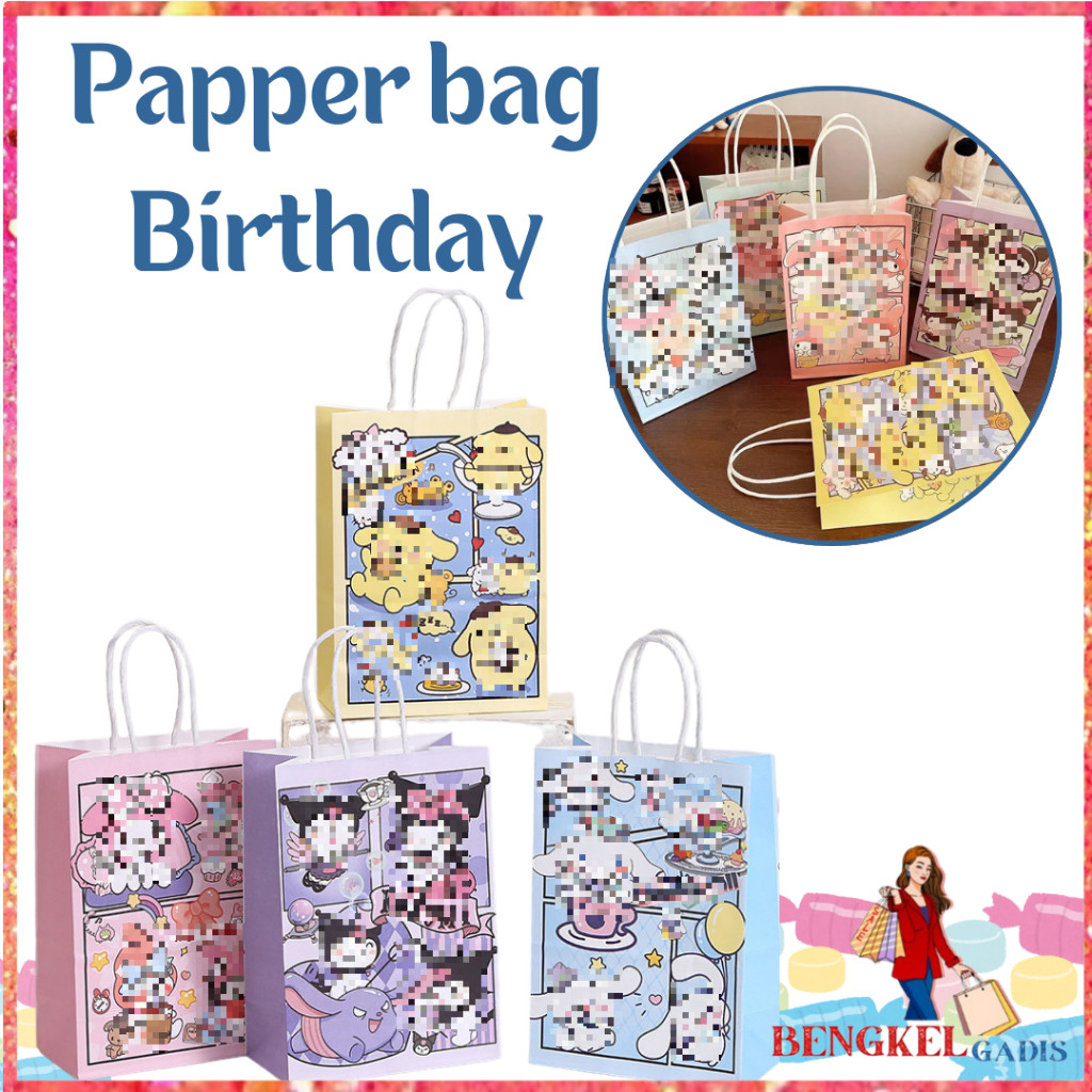 

BG Paper Bag Kantong Kertas Happy birthday Animasi Goodie Bag Bingkisan Snack Anak Tas Hampers Kado Motif Kartun Lucu