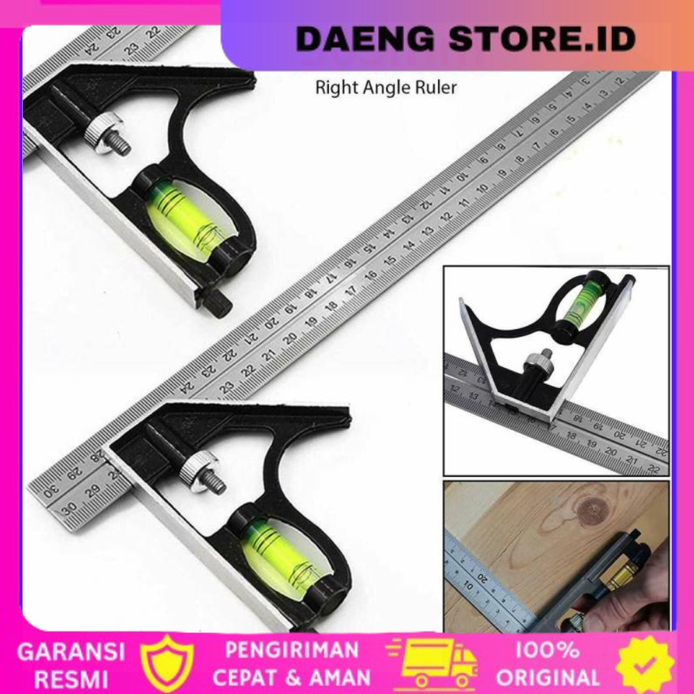 

Mistar Penggaris Siku Multifungsi Adjustable Combination Square angle ruler Waterpass Kombinasi