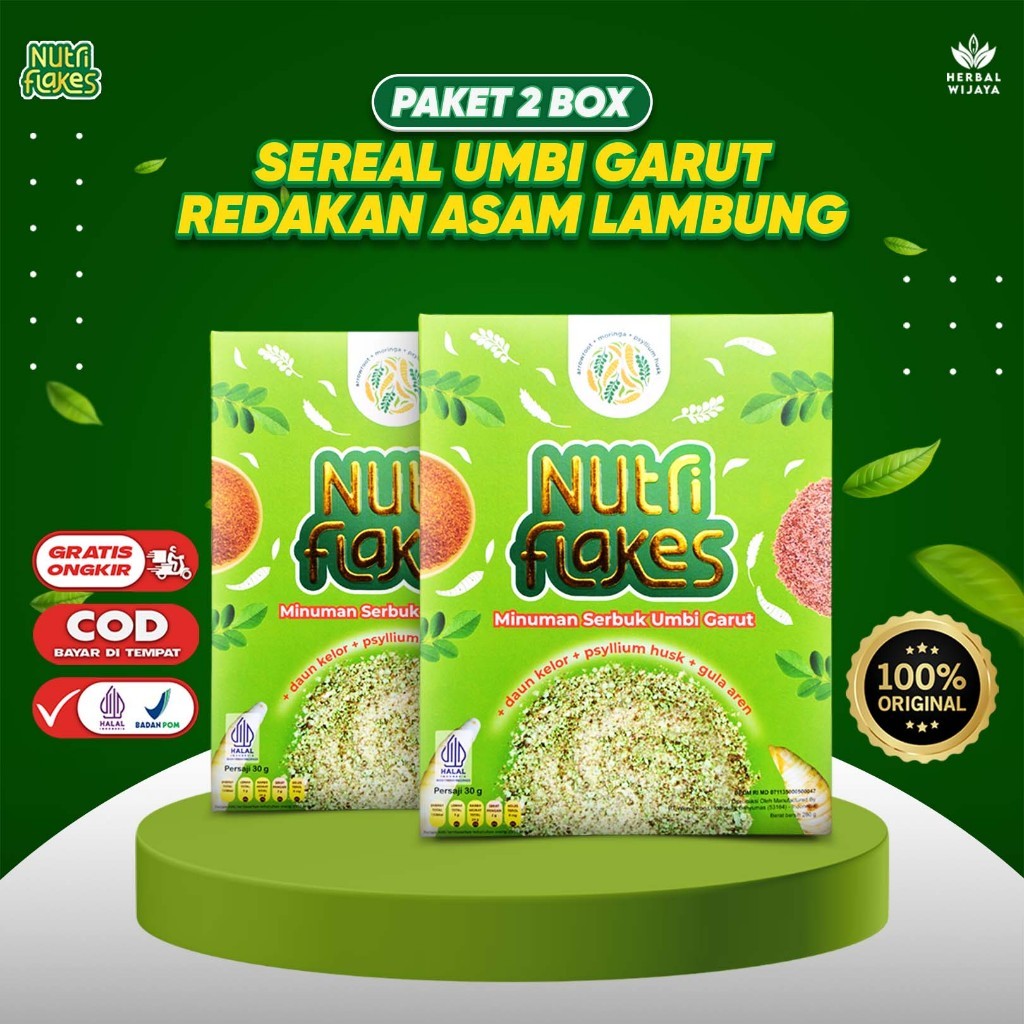 

Nutriflakes 2 Box Sereal Umbi Garut Mengatasi Asam Lambung Gerd Akut Pada Pria Wanita Original