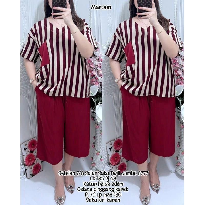 Setelan andin terbaru plus kantong | setcel andin |  one set andin | setelan kombinasi salur polos