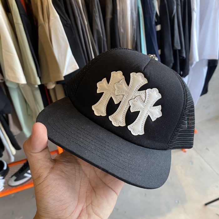 Chrome Hearts Trucker Hat Leather Cross