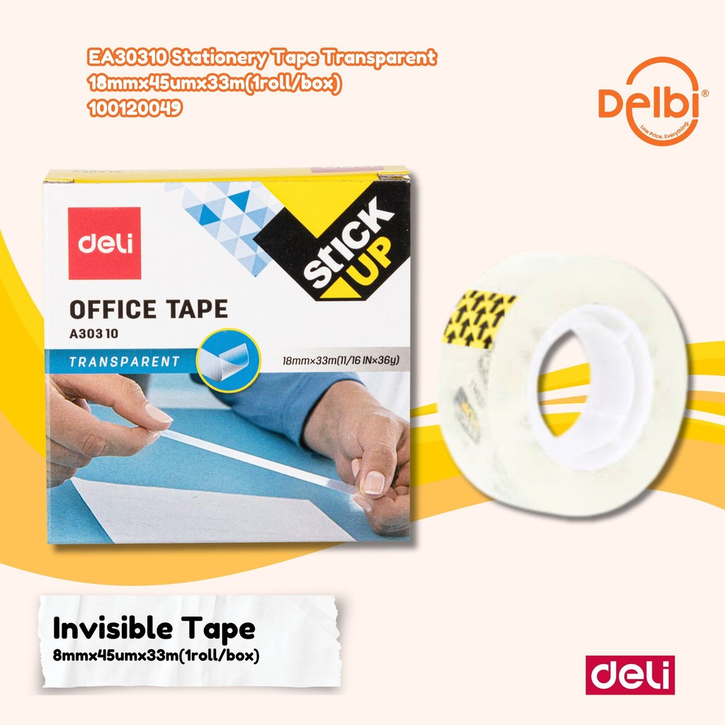 

Deli Solatip/Isolasi Kantor Transparan Super Bening EA30310 Stationery Tape Transparent 18mmx45umx33m(1roll/box)