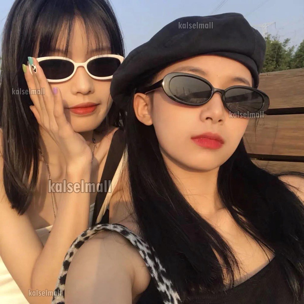 Kacamata Hitam Bulat Oval Wanita Pria Antiradiasi Lensa Gelap Anti UV 400 Kaca Mata Itam Import Banj