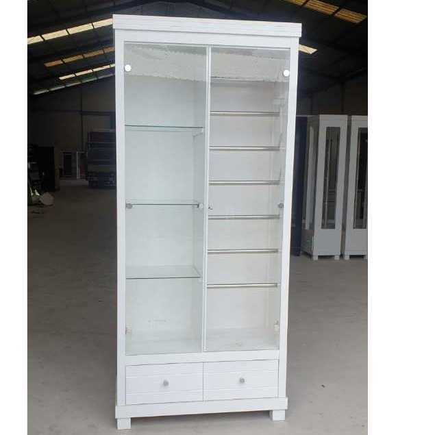 Lemari Tas Kaca lemari pajangan Lemari Hijab Kaca  - Putih