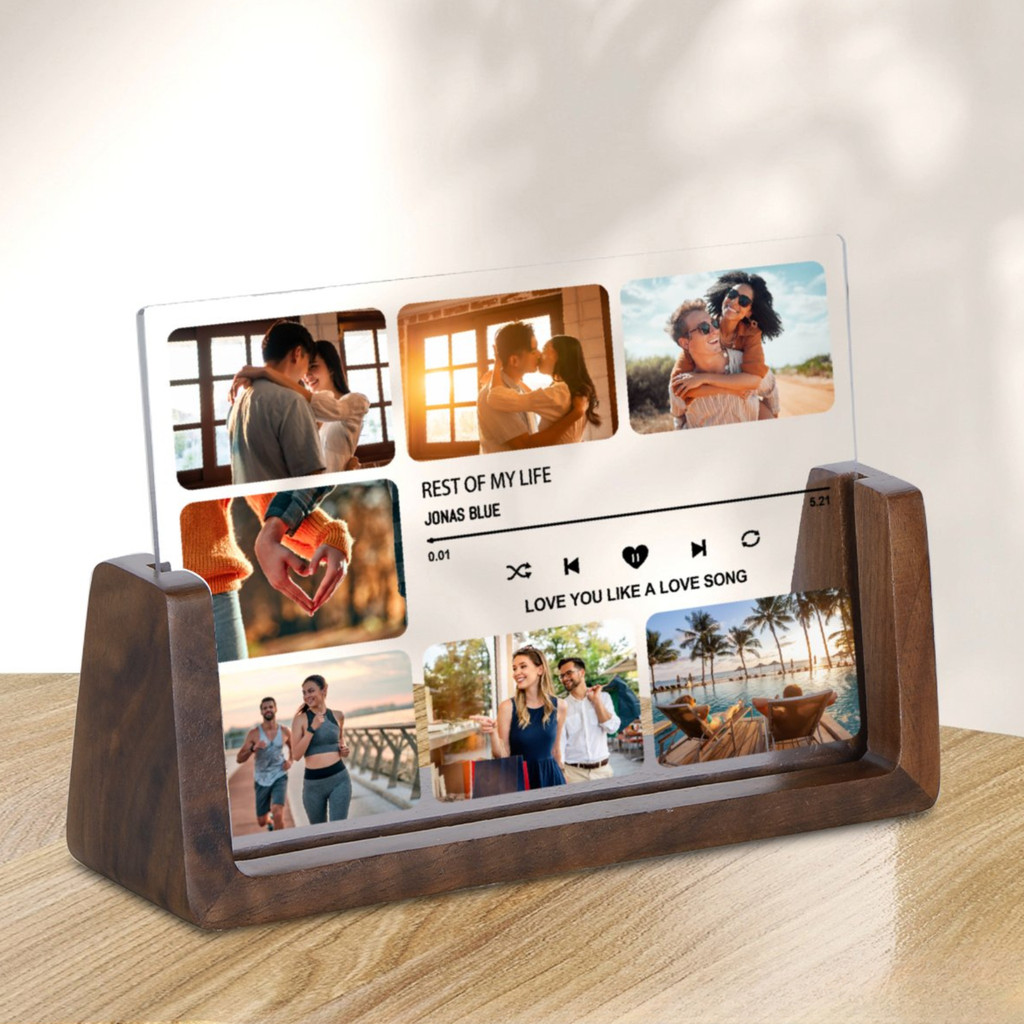 

Personalized Song Picture Frame Couple Anniversary Gift for Boyfriend Girlfriend Custom Music Plaque with Photo Home Decoration