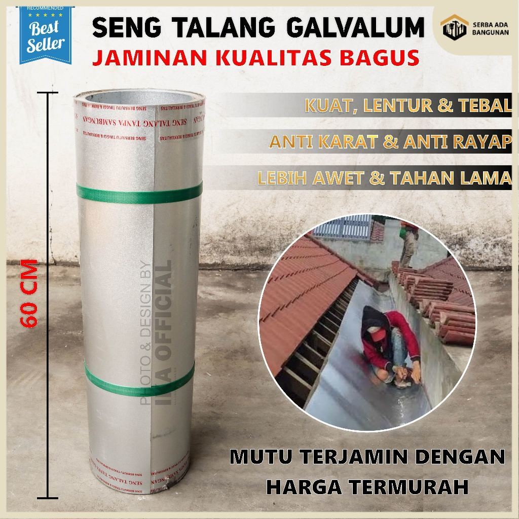 Seng Talang Galvalum / Seng Plat Galvalum Anti Karat / TALANG GALVALUM ROLL UKURAN 60CM / Seng Talan