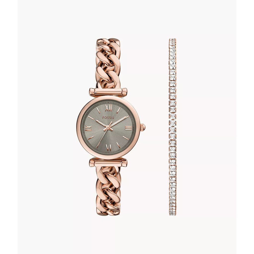 Fossil Carlie Rose Gold Jam Tangan Wanita 28 MM ES5378SET