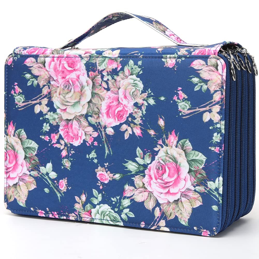 

Colored Pencil Case 184 Slots Pencil Holder with Zipper Closure Twill Fabric Large Capacity Pencil Case for Artist
