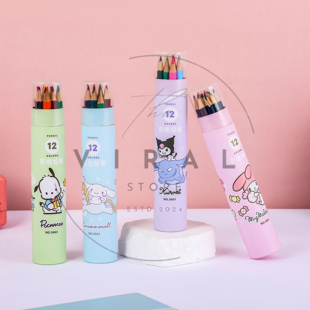 

THE VIRAL STORE Pensil Warna Tabung SANRIO isi 12 PCS Imut Lucu Harga Terjangkau Favorit Anak / Pensil Warna Sanrio Model Tabung isi 12 Pieces