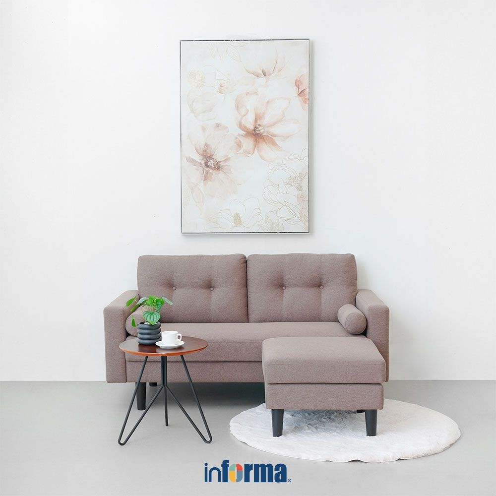 Informa Pluto Set Sofa Fabric 2 Seater Dengan Bangku - Cokelat Empuk Sofa Ruang Tamu Furniture Indoo