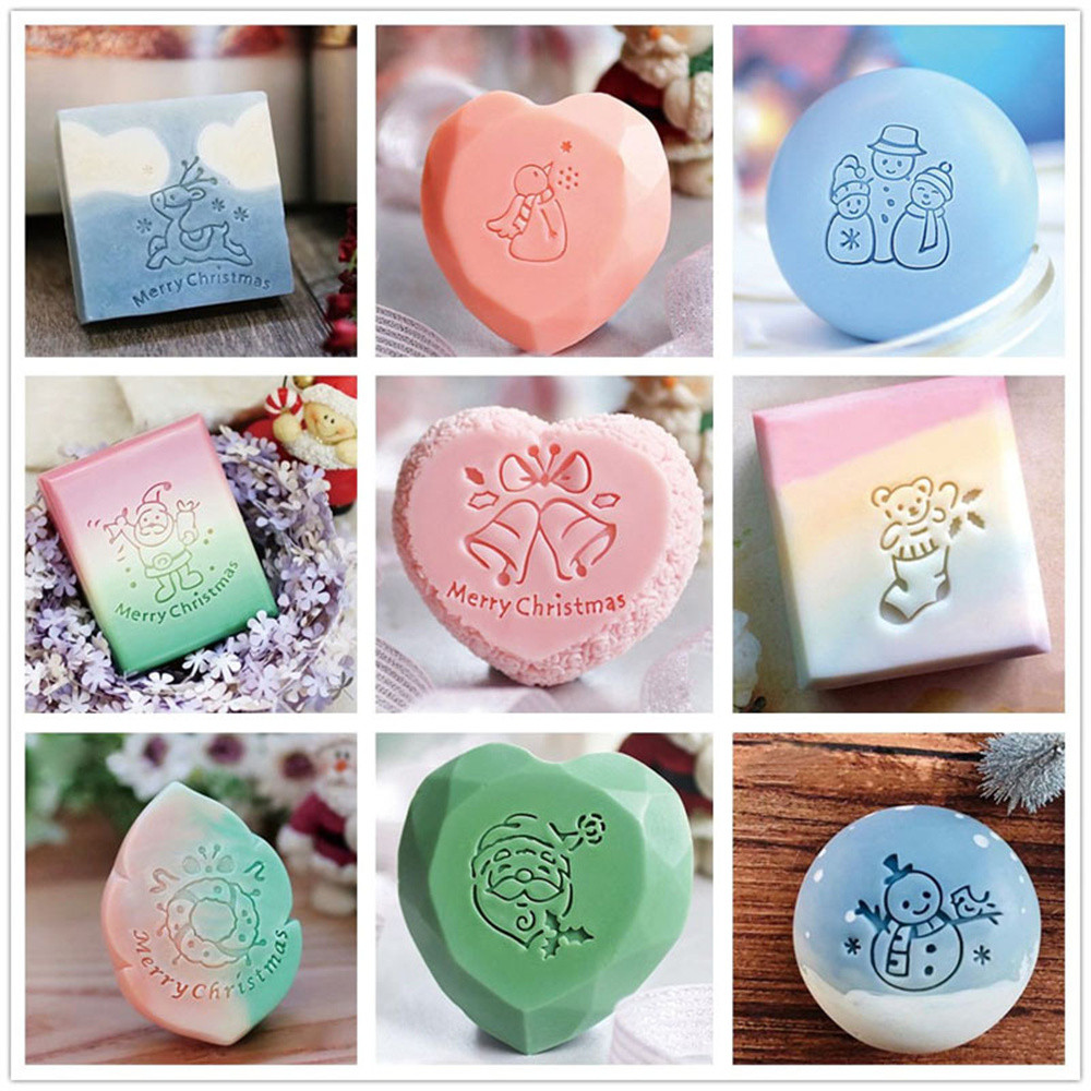 

Merry Christmas Series Transparent Handmade Soap Stamp Xmas Tree Animal Acrylic Soap Making Supplies Personalized Custom Stamps