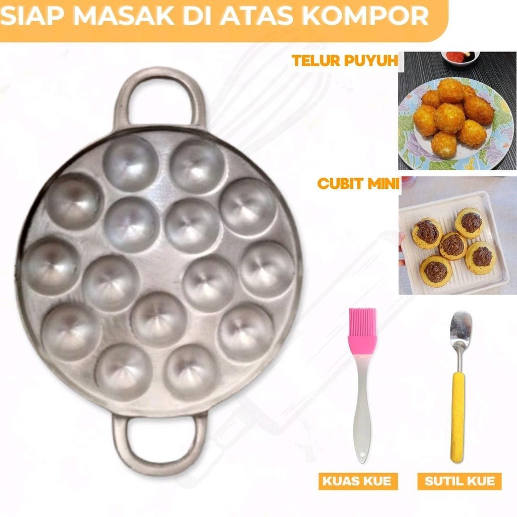Cetakan Takoyaki Jumbo Aluminium Anti Lengket 15 Lubang | Wajan Kue Bulat | Loyang Takoyaki Aluminiu