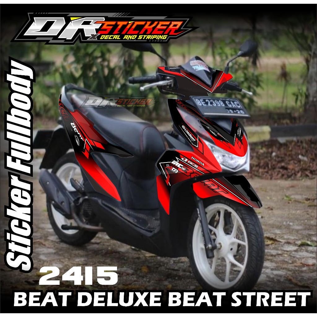 Stiker Full Body Racing Decal Beat Deluxe Street Tahun 2020 sampai 2023-merah,Skotlet Motor Beat new