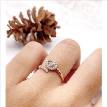 Cincin Emas Rose Gold Eyedrop Mata Zig Zag 17K - Rose Gold