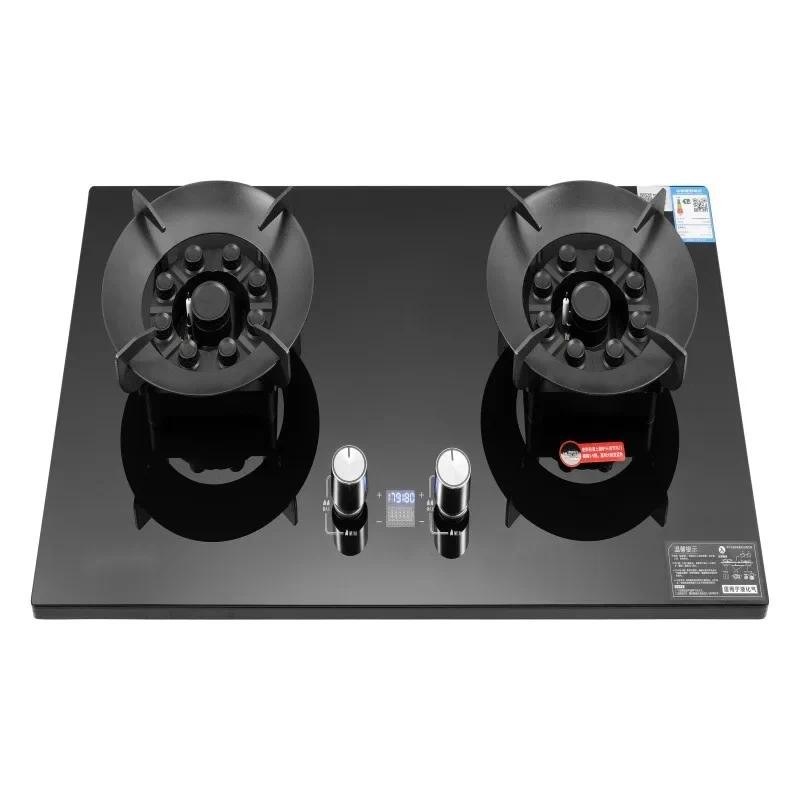 Household Kitchen Natural Gas Stove, Dual Stove, Embedded Dual-purpose Flameout Protection, Timed Hi