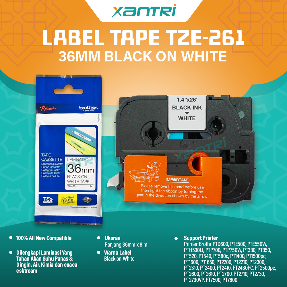 

Xantri - Label Tape Casette Cartridge Laminated Tape Black On White & Black On yellow Comaptible For Brother TZE 261 651 641 631 621 251 231 2219mm 12mm 18mm 24mm 36mm