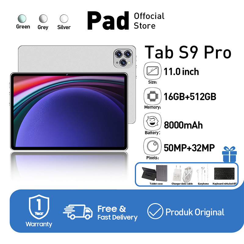 Tablet murah Android Galaxy Tab S9 Pro layar 10.1inch / 11.0inch Tablet 2024 baru ori RAM 16GB ROM 5