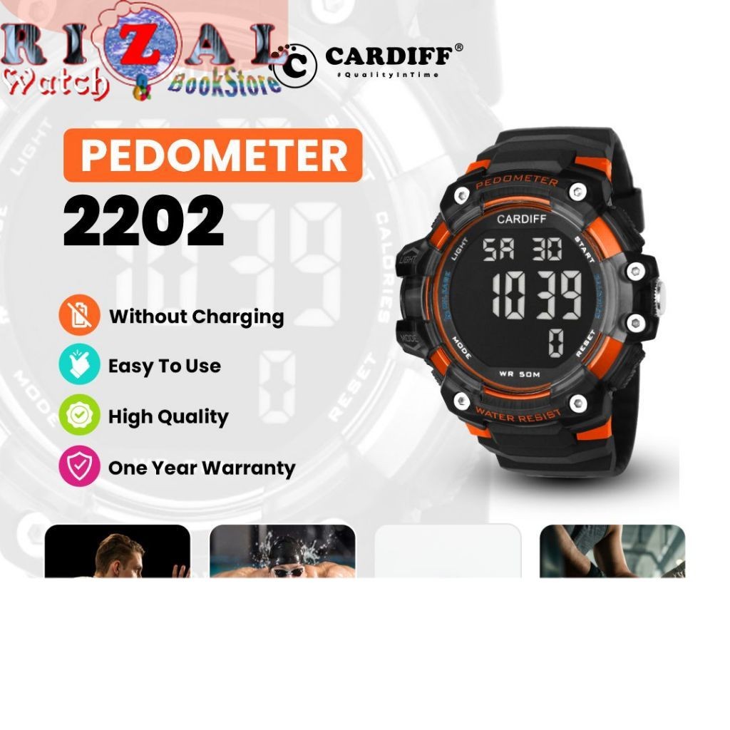 TERLARIS CARDIFF Pedometer 2202 Jam Tangan Sport Water Resistant