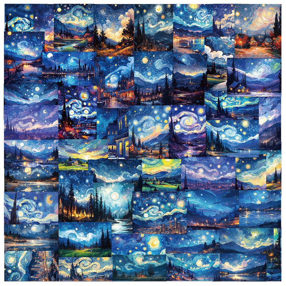 

10/25/50pcs Art Painting Starry Sky View Stickers for DIY Scrapbook Stationery Travel Luggage Water Bottle Phone Laptop Guitar