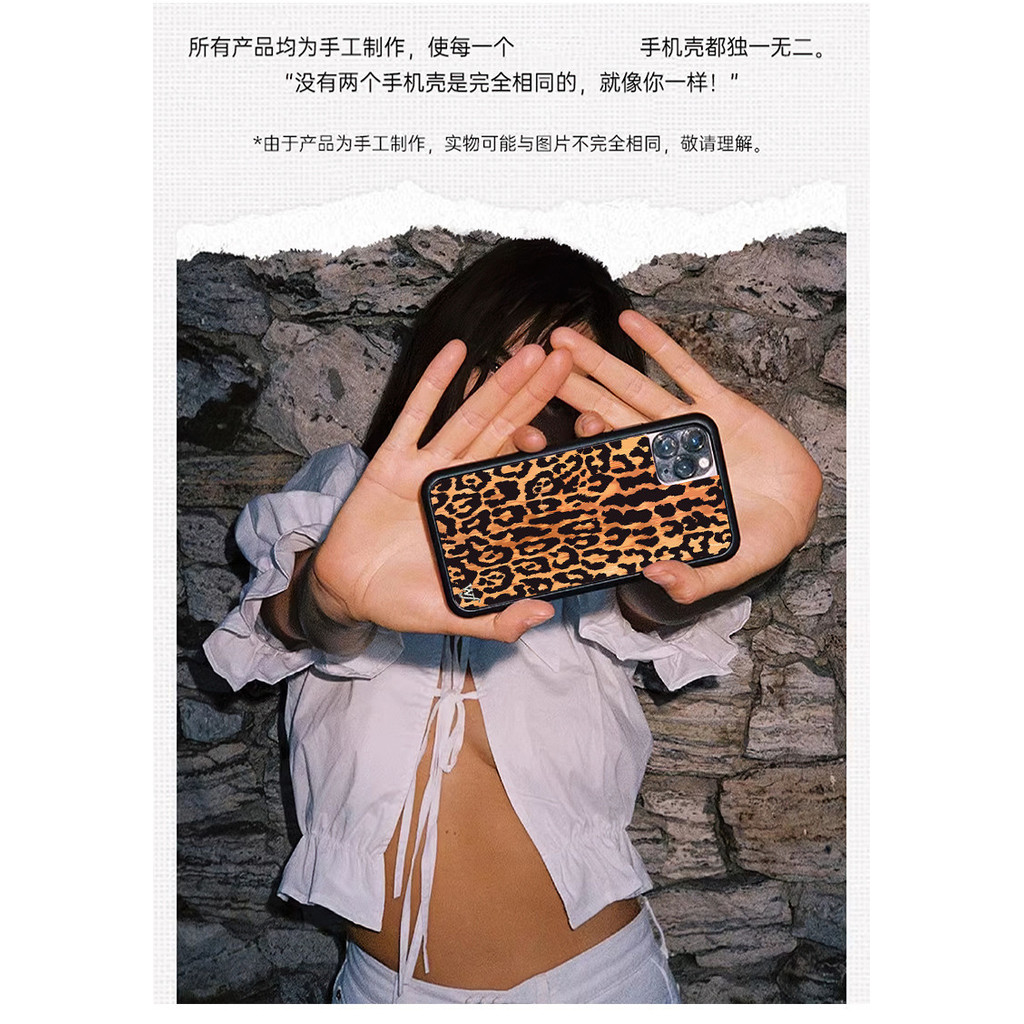 ▲ Wildflower Leopard Love wf Phone Case For iPhone 15 14 Plus 12 13 Pro Max Acrylic Hard Casing Shoc