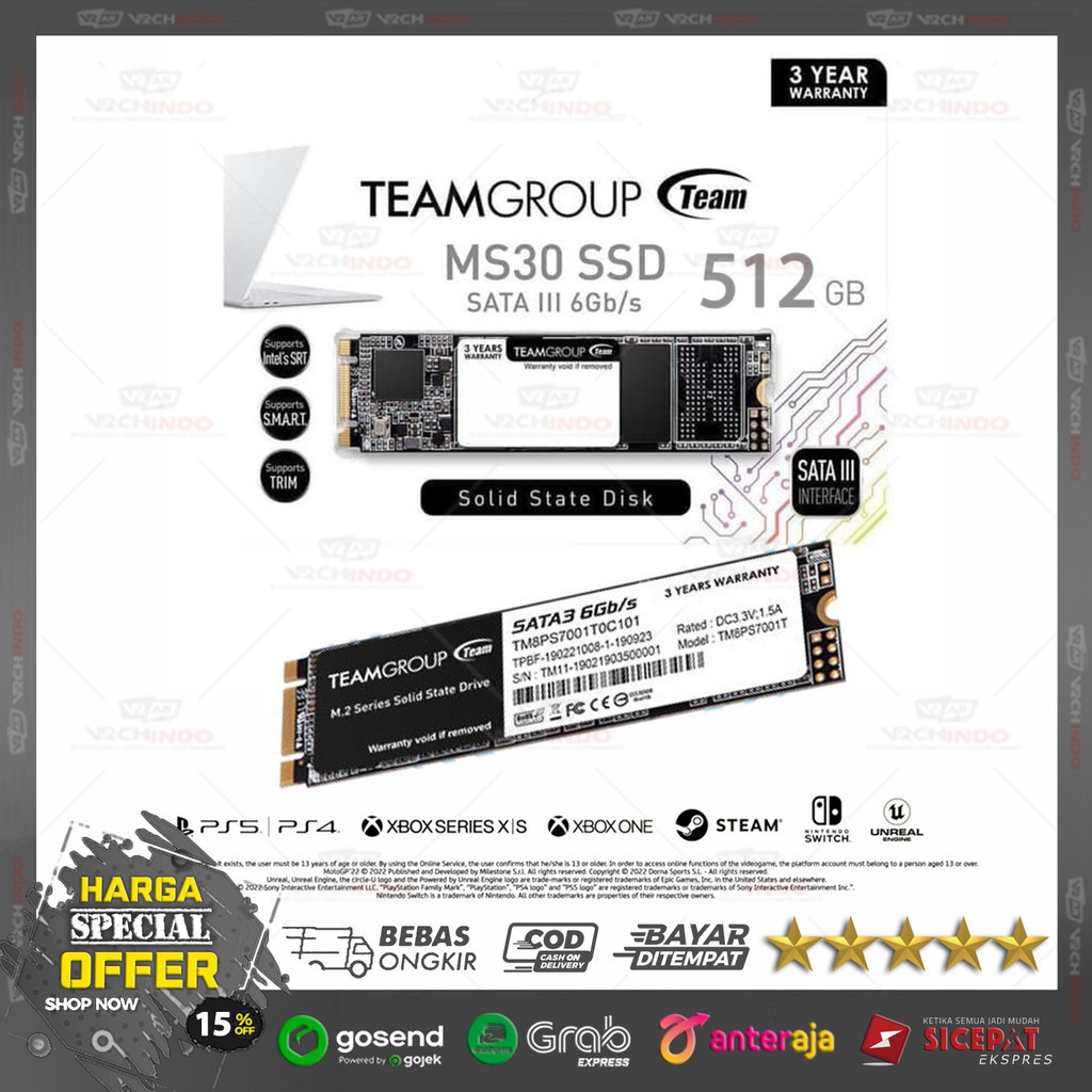 SSD NVME M.2 512GB Team Group Team MS30 2280 - SSD NVMe M2 512 GB TeamGroup MS-30 PCIe 2280 Gen 3 X4