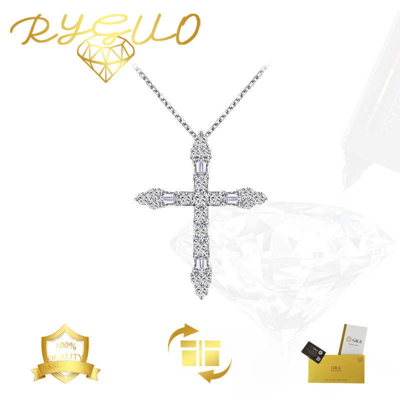 RYGUO Multipurpose Luxury Square Moissanite Cross Pendant