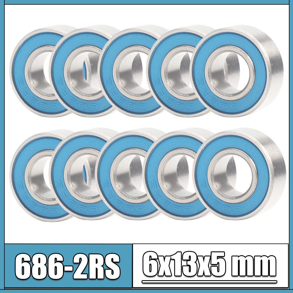 686-2RS Bearing ABEC-3 ( 10 PCS ) 6x13x5 mm Miniature 686RS Ball Bearings 618/6RS Blue Sealed 686 2R