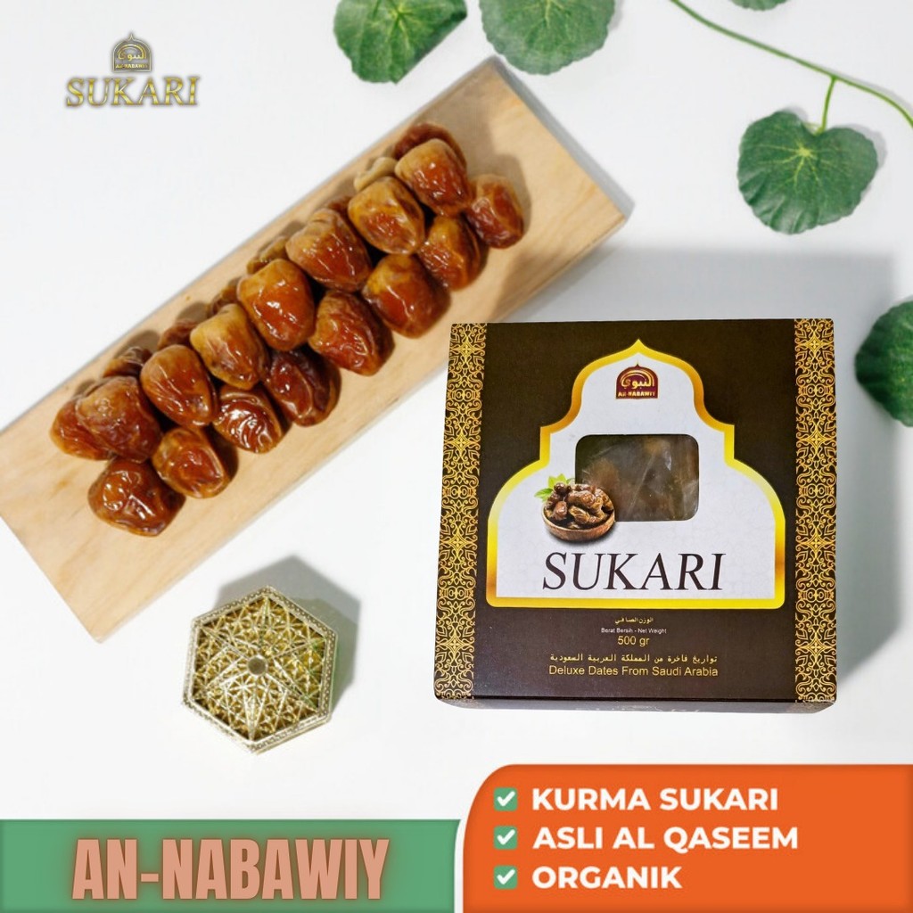 

Kurma Sukari Nabawi 500gr Premium Quality Gurih Empuk Seger tanpa label