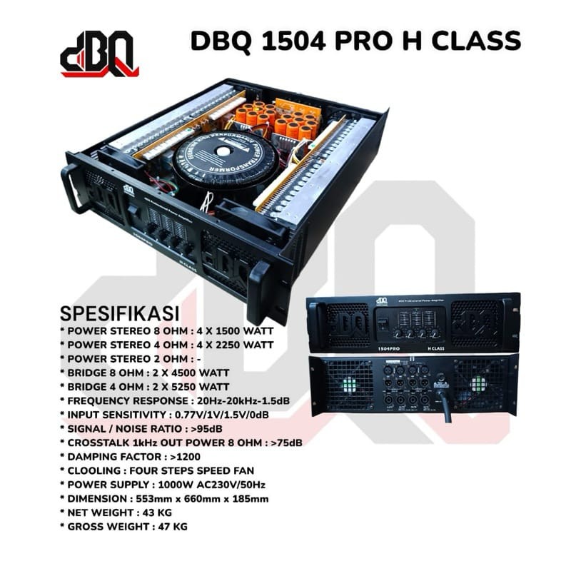 POWER DBQ CLASS H POWER DBQ 1504 PRO POWER 4CHANEL POWER 4X1500WATT