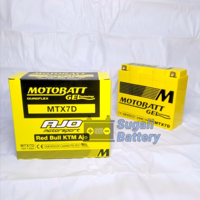 Aki Motor MOTOBATT MTX7D Gel YB7B-B 12volt 7Ah Original Aki Kering