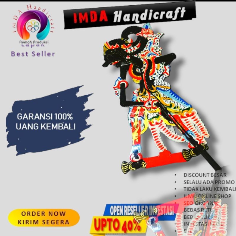 IMDAHANDICRAFT wayang KULIT SAPI ASLI  mainan Gatotkaca