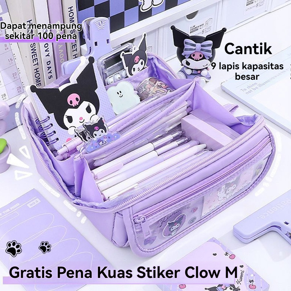 

Tas alat tulis baru, tas pensil siswa Kuromi Tempat alat tulis Tas penyimpanan perlengkapan belajar Tempat penyimpanan penggaris pensil