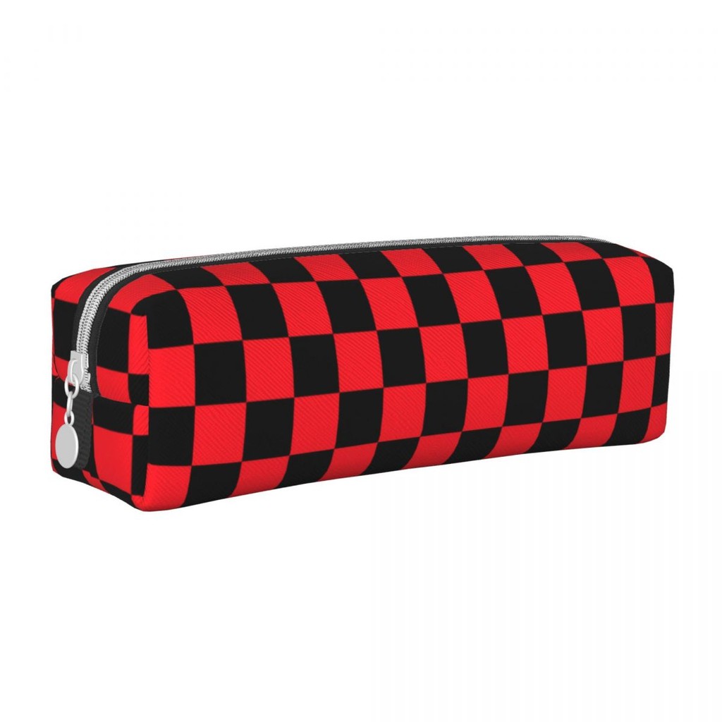 

Red Checkerboard Pencil Case Nodic Christmas Pencil Pouch Pen Holder for Student Big Capacity Pencil Bags Students Stationery