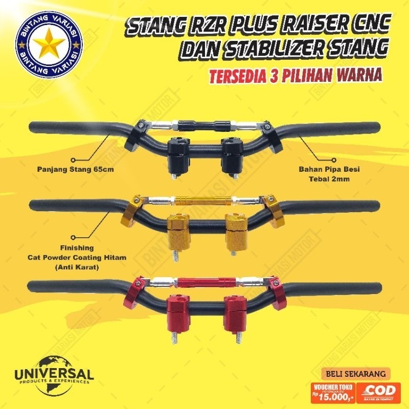 Stang Rzr Pnp Satria Fu Vixion Cb150r  Rx King Megapro Plus Raiser dudukan Stang Cnc Universal setan